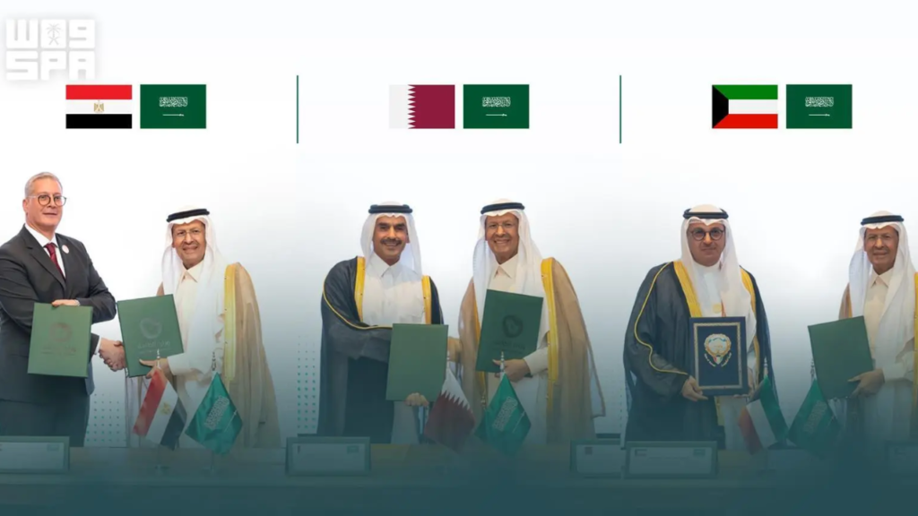 Saudi Arabia energy cooperation agreements signed by Prince Abdulaziz bin Salman with Kuwait, Qatar and Egypt
